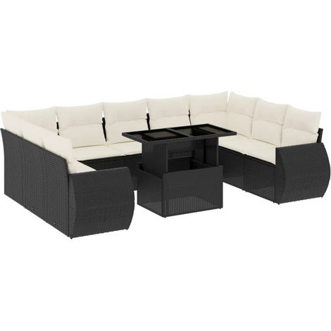 Maison Exclusive - Set de sofás de jardín 10 pzas cojines ratán s (1/5)