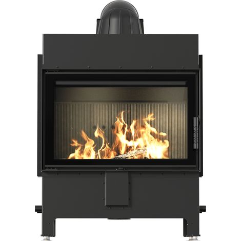 Kamineinsatz aus Stahl KRATKI LUCY 14 kW Ø 200 schwarz Verkleidung mit Türfeder (1/5)