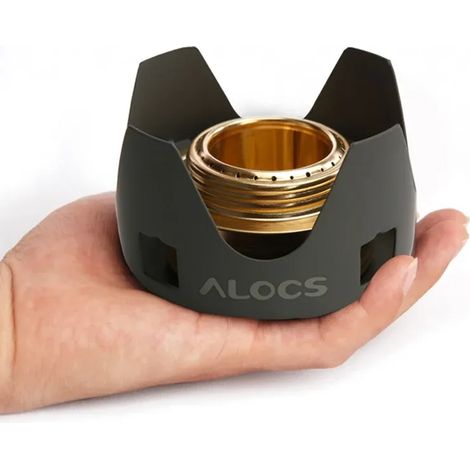 Réchaud à alcool portable ultraléger Alocs, idéal pour le camping et la cuisine en plein air. (1/4)