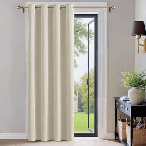 Rideau Beige Décoration Fenêtre Isolation Thermique Tenture Occultant anti Chaleur Froid et UV,Oeillets,Salon Maison Chambre, Boquer Lumiere,132x210cm, 1 Pièce,Beige Clair (1/5)