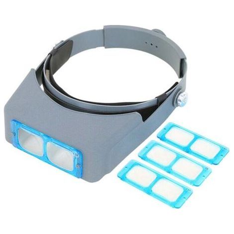 QORVA-1.5X/2X/2.5X/3.5X Lunettes Loupe Grossissante avec Éclairage avec 4 Lentilles Amovibles - Casque Loupe Frontale Serre Tête avec Lumière pour Lecture,Bijoutier,Couture (1/5)