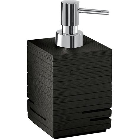 Dosasapone con erogatore in plastica d'appoggio in resina QU81 Gedy serie QUADROTTO Nero (1/2)