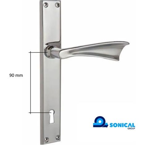 COPPIA MANIGLIE ZIRAL FARFALLA PLACCA 210X32 MM - QUADRO 8 MM - DISTANZA 90 MM CROMO