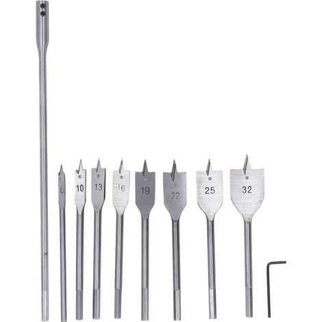 Lot de 10 mèches à bois en acier haute carbone, 8 tailles, queue de 1/4 pouce, pour menuiserie. (1/5)