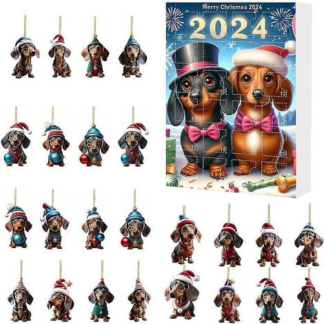Calendrier de l'Avent 2D Teckels - Pendentif Chat - Décoration de Noël - 24 jours - Calendrier de l'Avent - Pendentif à suspendre au sapin - Cadeau de Noël - F (1/5)