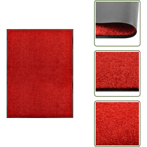 Paillasson lavable Rouge 90x120 cm - Tapis D'entrée - Paillasson Extérieur - Paillasson Intérieur - Tapis Absorbant - Tapis Lave-linge