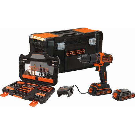 Kit de Taladro Percutor y Atornillador Black+Decker con 2 baterías y accesorios BDCHD 18 S 2KA (1/4)