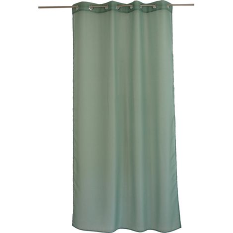 Voilage a oeillets uni 140 x 240 cm Basique vert argile (1/5)