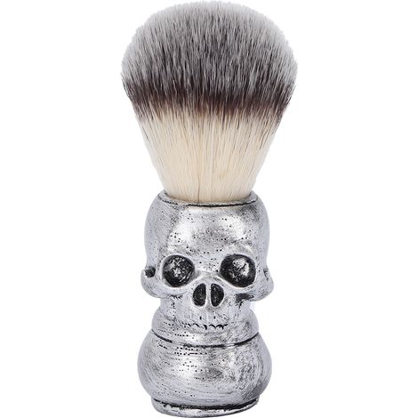 Brosse à raser homme manche original en forme de squelette, nettoyage barbe et visage, outil de rasage argenté (1/5)