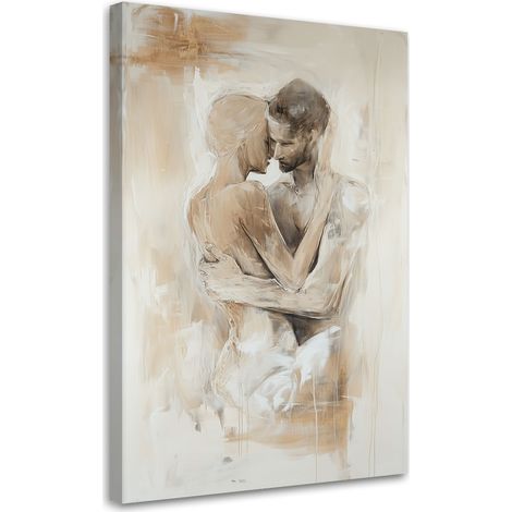 Quadro su tela, Coppia romantica Amore nudo Beige - 80x120 (1/3)