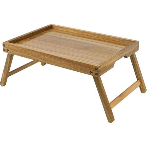 Bardusch-Plateau lit acacia pliable – 32x20x2 cm – petit-déjeuner, ordinateur – chambre à coucher (1/5)