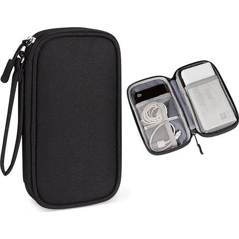 Étui double couche pour batterie externe, étui de transport, étui de voyage, sac de rangement et organiseur de câbles pour batteries externes Romoss, Samsung et Anker 20 000 mAh et 10 000 mAh (noir) (1/5)