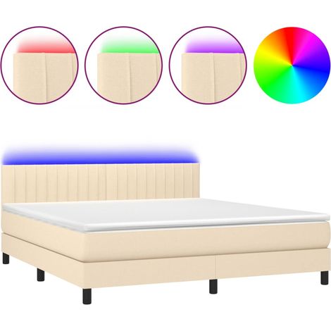 Maison Exclusive - Boxspringbett mit Matratze & LED Creme 180x200
