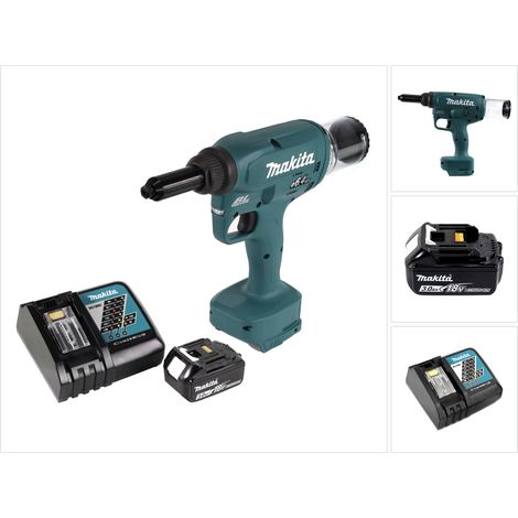 Rivettatrice a batteria Makita DRV 250 RF1 18 V 20 kN Brushless + 1 batteria da 3,0 Ah + caricabatterie (1/5)