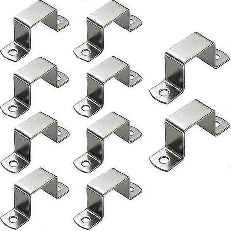 10 colliers de serrage carrés oblongs de 50 x 50 mm, en acier inoxydable, en forme de U, pour tubes de selle de cheval. (1/4)