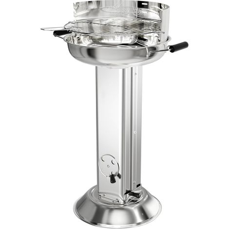 Barbecue à charbon de bois en acier inoxydable,Barbecue à colonne, Hauteur réglable en 4 directions, avec grille de chromée, Cendrier et ventilation, Outdoor, Jardin, Camping, BBQ,584285cm
