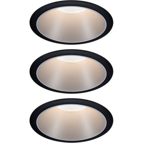 Paulmann 93408 Cole Coin Spot encastrable jeu de 3 LED 18 W noir, argent