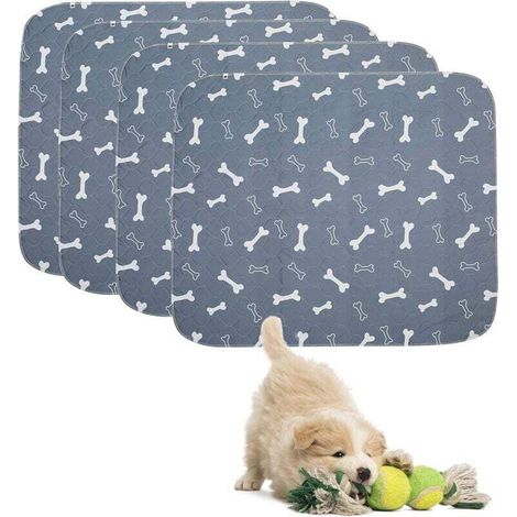 Puppy Training Pads, Pet Grooming Pads, Reusable, Super Absorbent Mat Protectors for Dogs and Cats, Set of 4 - Gray (1/5)