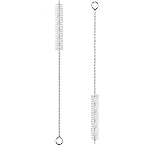 Brosse de nettoyage pour pailles - Convient aux gobelets à paille, bouteilles d'eau et tubes - 13 x 0,5 cm, lot de 2, argentée (1/5)