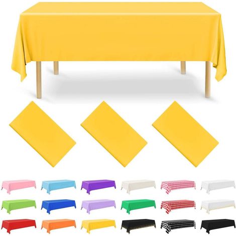 Einweg Tischdecke 137x274 cm Gelb, Wasserdicht, Rechteckig, 3 Stück