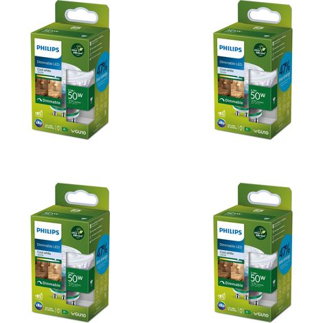 Philips Vorteilspaket GU10 Ultra Efficient Spotlampe 50W Nicht dimmbar Kaltweißes Licht - 4 Stück (1/3)