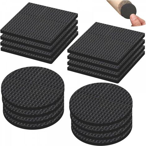 Lot de 16 patins antidérapants pour meubles, autocollants, 50 x 50 mm, ronds et carrés (PE) (1/5)