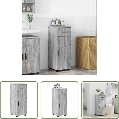 vidaXL Meuble salle de bain - Cabinet de salle de bain avec porte Gris Sonoma 30 x 35 x 80 cm (1/5)