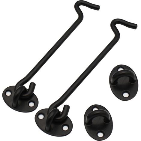 Crochet Tempete, 2 Pièces Crochet de Cabine en Solide Épaissir Acier Inoxydable Loquet de Verrouillage à Oeil Robuste Support de Portail Pivotant Remplacement Outils Pour Jardin Porte Fenêtre （ (1/5)