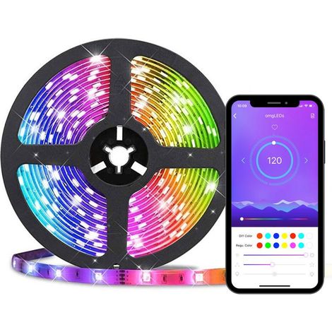 Bande lumineuse LED pour éclairage de fond TV avec contrôle par application smartphone et alimentation USB, 5 V (1/5)