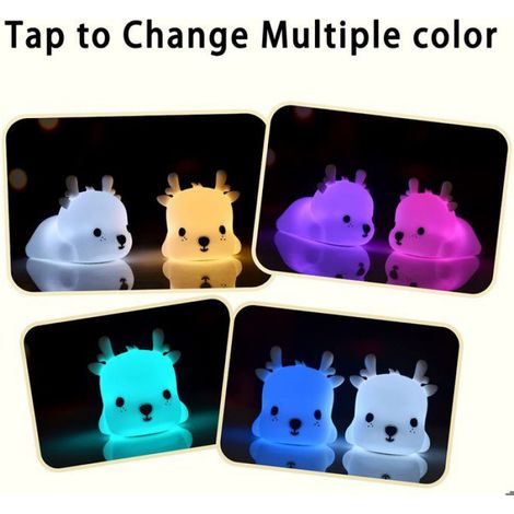 Veilleuse Cerf - Lampe LED Rechargeable USB - 7 Couleurs Changeantes - Pour Chambre Enfant - 1 Pièce (1/5)