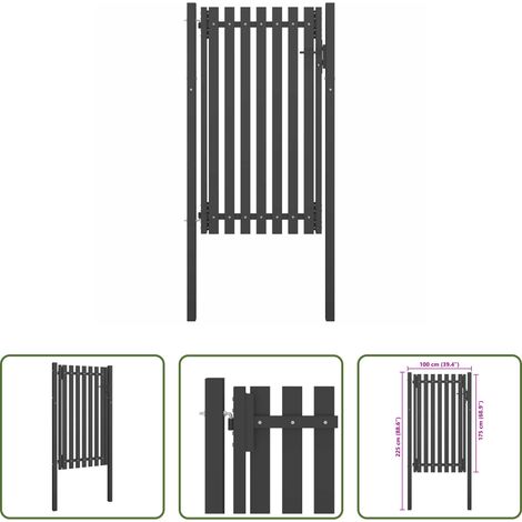 vidaXL Anthrazit - Gartentor Stahl 1x2,25 m Anthrazit (1/5)