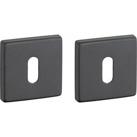 THIRARD - Ensemble de rosaces carrées Zibel, 50x50mm, trou de clé, noir mat - THIRARD