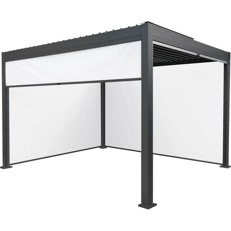 Anthracite Aluminium Pergola With White Blinds - 3m x 4m (1/5)