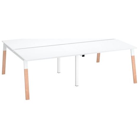 Pôle de 4 bureaux L 120 x P 80 cm, piétement bois métal blanc - Arch - Maxiburo