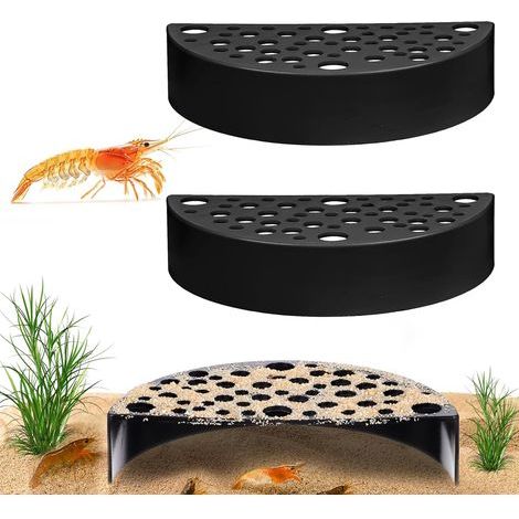 Pieces Plastic Shrimp Hideaways, Creative Underground Shrimp Hideaways, Semi-Circle ABS Cave, Aquarium Accessories for Small Fish to Play and Rest In (Black) (1/5)