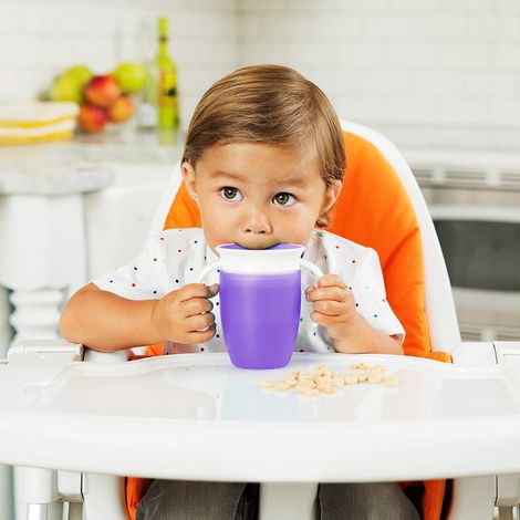 Tazza magica per l'apprendimento del bambino ruotabile a 360 gradi con doppio manico, coperchio ribaltabile, tazza magica a tenuta stagna - Blu - RAPANDA (1/3)