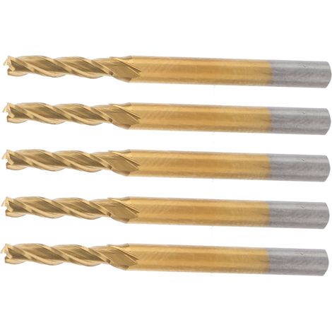 5-teiliger Schaftfräser, 3-schneidig, Rundschaftfräser, titanbeschichtet, CNC-Bearbeitungswerkzeug, 3,175 x 2,5 x 12 x 40 (1/5)