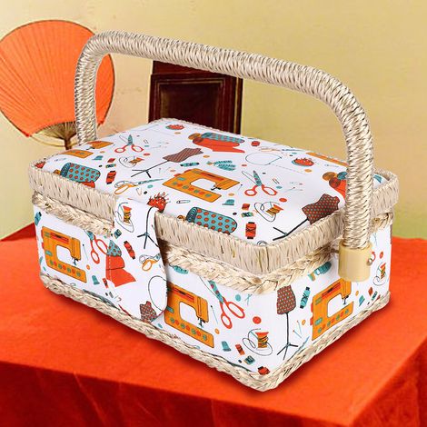 Panier à couture, boîte de rangement pour aiguilles et fils à coudre, boîte à aiguilles et fils haut de gamme, organiseur de bureau, boîte à reçus de couture pour un usage quotidien.