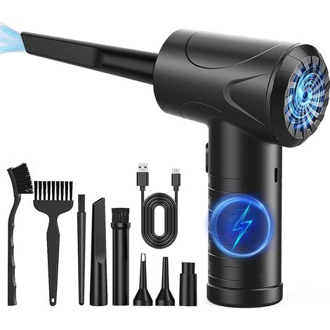 Soplador de aire comprimido para PC, 3 velocidades, 51000 RPM, limpieza de PC, soplador de aire eléctrico recargable por USB, soplador de aire eléctrico para eliminar el polvo de PC con batería de 600 (1/5)