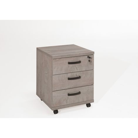 Mobiletto da ufficio con 3 cassetti in colore rovere grezzo  Collezione YUKON  Meublorama