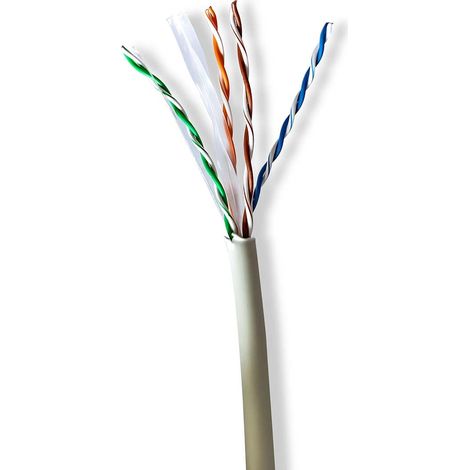 Rollo de cable de red  CAT6  Trenzado  U/UTP  Cobre desnudo  305,0 m  Interior  Redondo  LSZH  Gris  Caja de paso