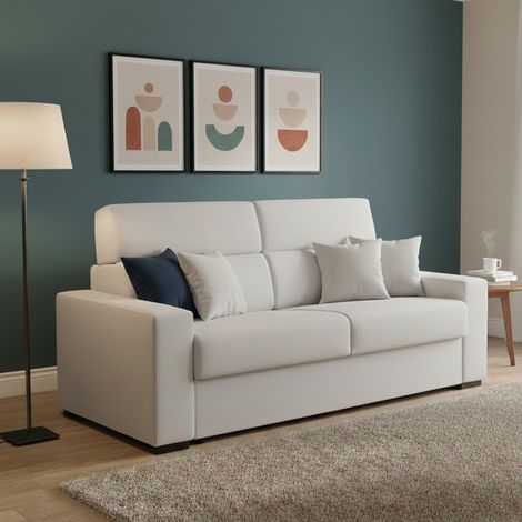 Sofá Cama 2 Plazas Casabona, Fundas Removibles, Almacenaje Italiano, Apertura Abatible, 180x95 cm Gris Claro (1/5)