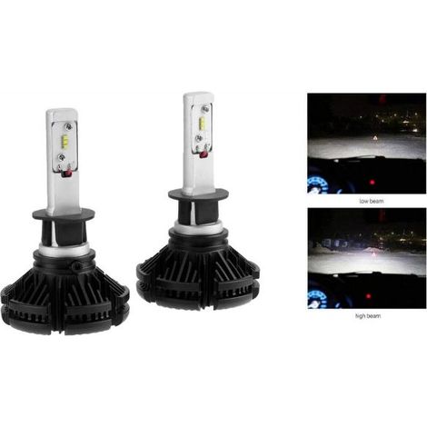 COPPIA LAMPADE LED AUTO FARI H1 X3 KIT LAMPADINE 50W 6000 LUMEN IP67