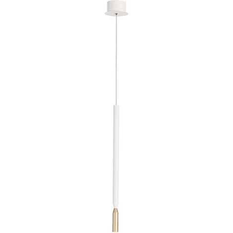 Lampada a sospensione LED in metallo verniciato Bianco e Oro D10 cm TUBIC (1/4)