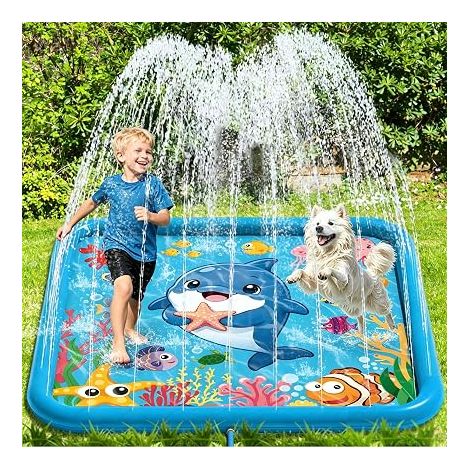 Square 170 cm Water Jet Mat for Toys, Water Jet and Splash Mat, Water Toys for Dogs, Outdoor Water Games, Garden Family Activities (1/5)