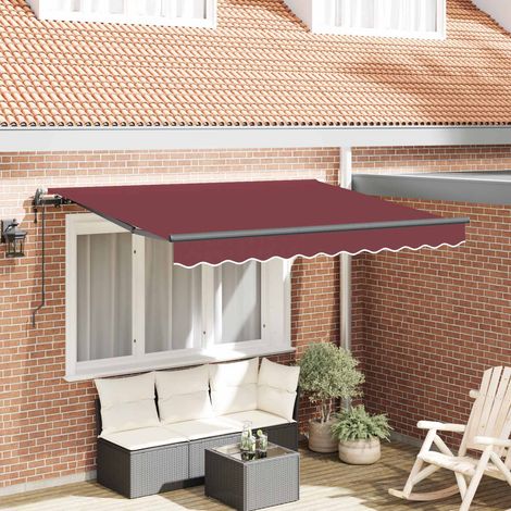 Auvent Rétractable-Store banne Bordeaux 350 x 200 x 165 cm tissu (1/5)