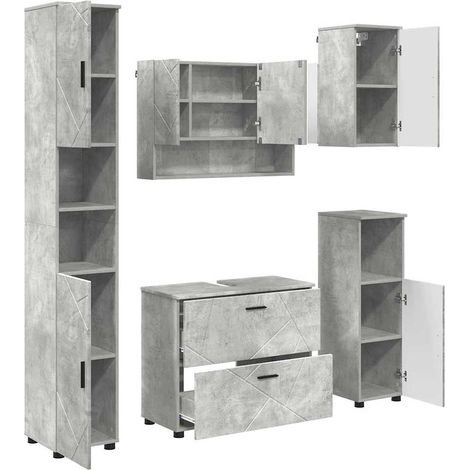 Juego de muebles de baño con cajón 5 pcs Gris Concreto vidaXL (1/5)