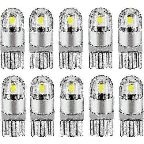 Lot de 10 ampoules LED blanches 6000K Canbus T10 168 194 W5W pour plafonnier, plaque d'immatriculation et feux de position latéraux (1/4)