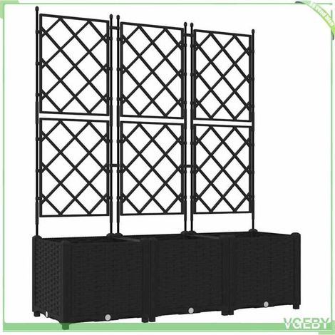 Cache-pot de jardin - FAFEICY - 42002840 - Noir mat - Acier résistant - 120x40x143 cm (pack de 3) (1/5)
