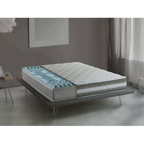 Talamo Italia Colchón doble Naike, Colchón extraíble en Memory Foam y Gel Waterfoam, 100% Made in Italy, Antiácaros e hipoalergénico, 140x200h27 cm, con embalaje reforzado (1/5)